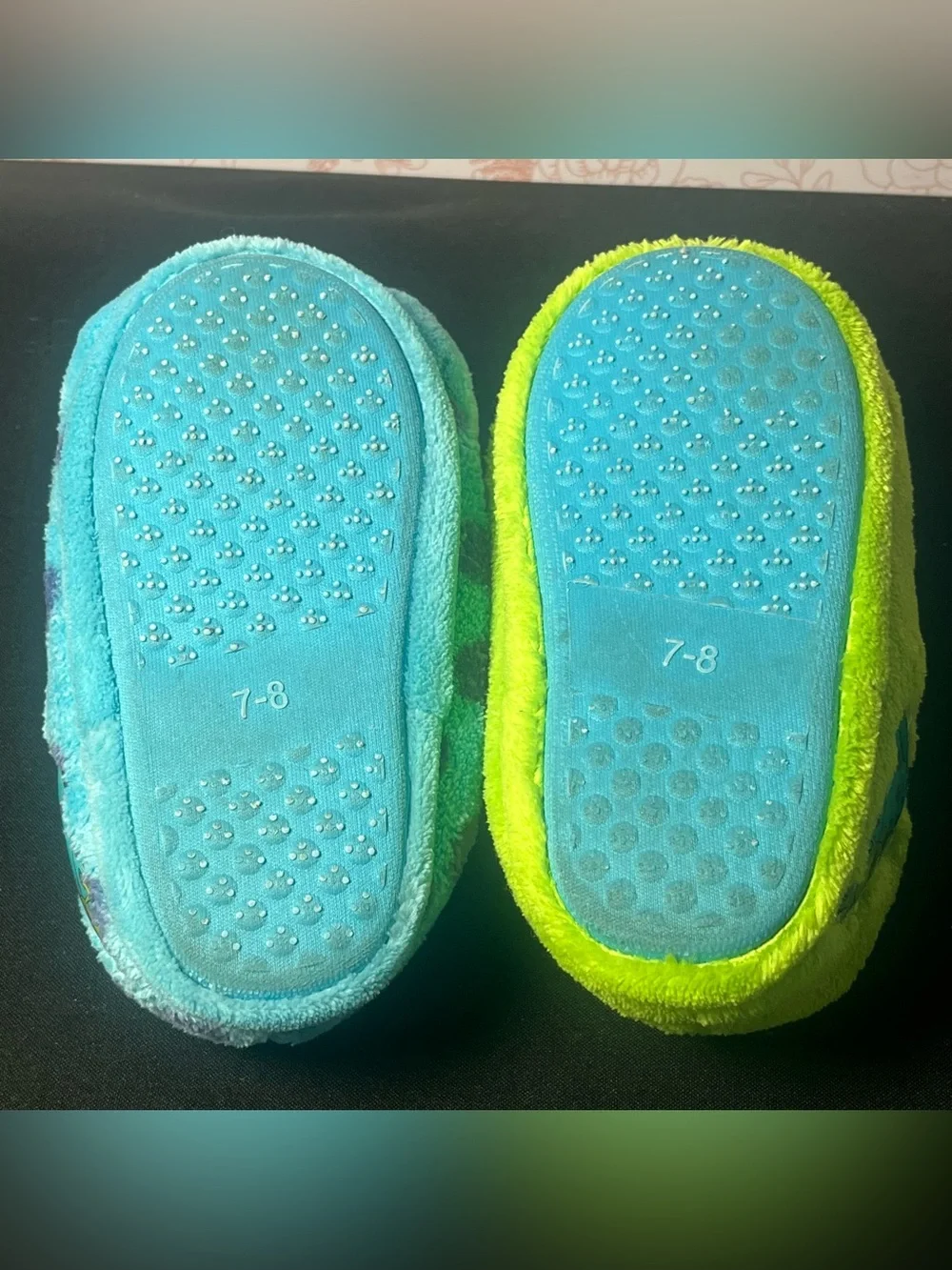 Disney PIXAR Monsters Inc Bootie Slippers 3D Sully & Mike Kid Size 7-8 Non-slip